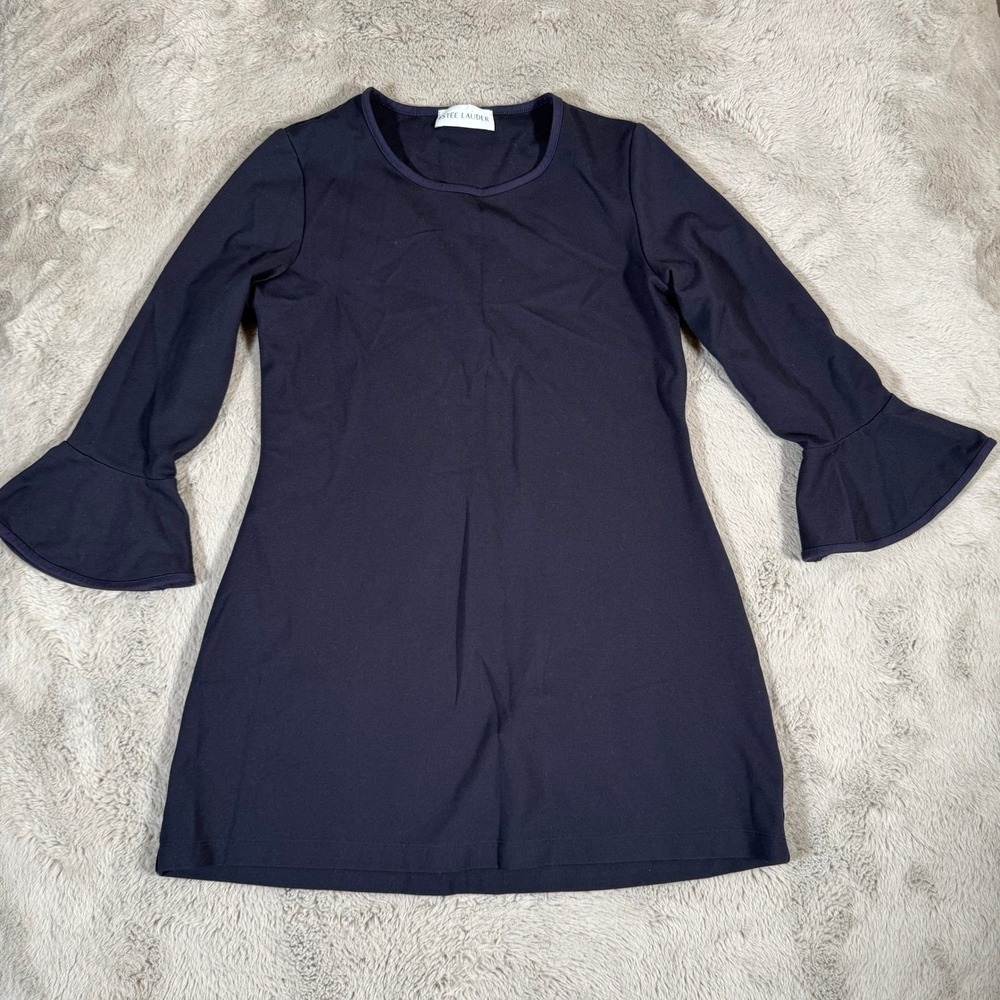 Estee Lauder Mini Dress Bell Sleeve Long Sleeve‎ Casual Navy Size S
